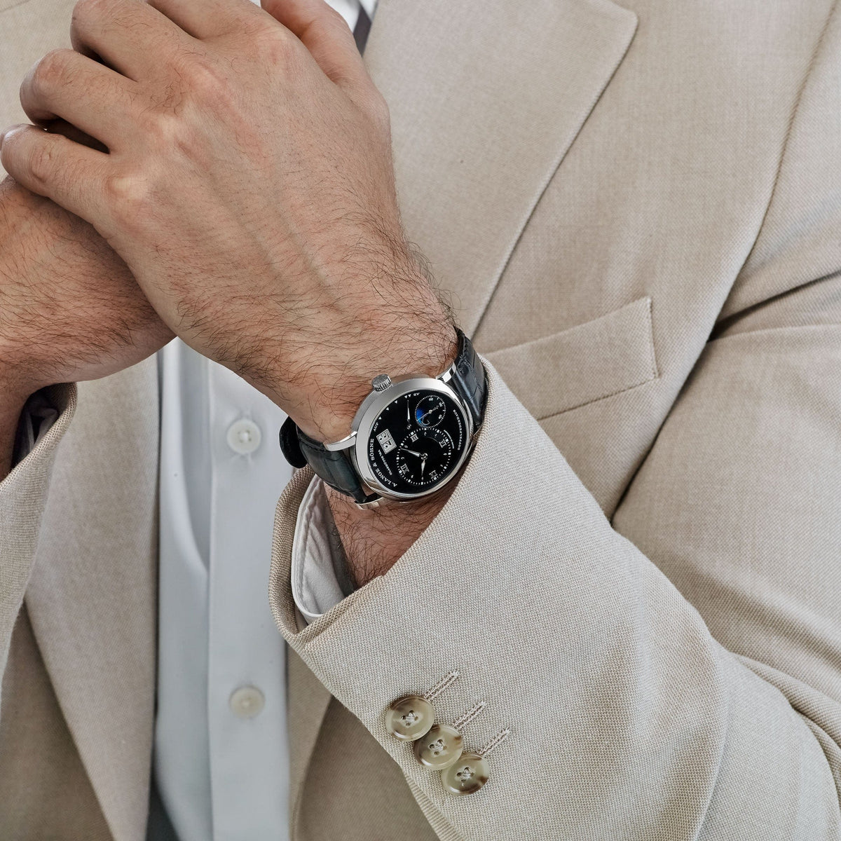 A. Lange & Söhne 192.029 Lange 1 Moon Phase White Gold Black Dial