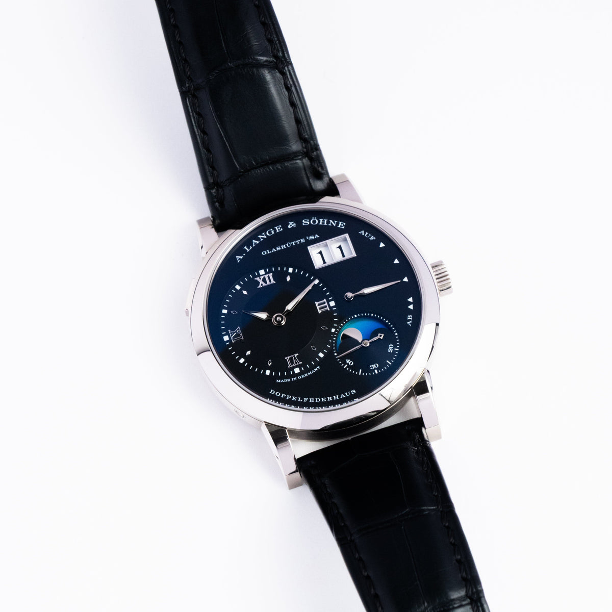A. Lange & Söhne 192.029 Lange 1 Moon Phase White Gold Black Dial