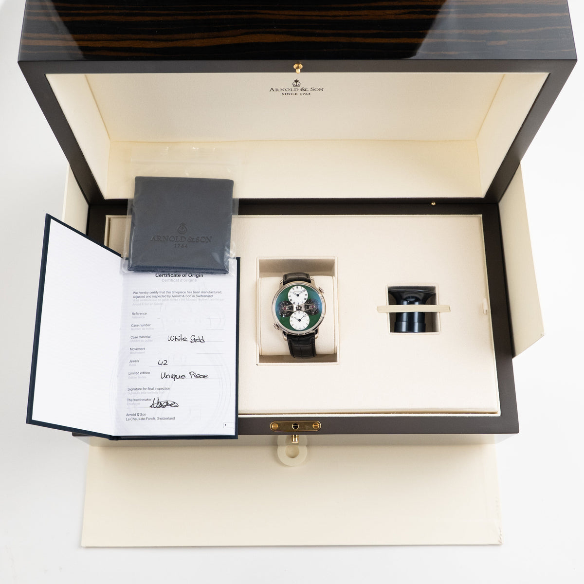 Arnold & Son Double Tourbillon 1DTAW.Z01A.C121W White Gold Jade Green White Opal Dial Piece Unique (2022)