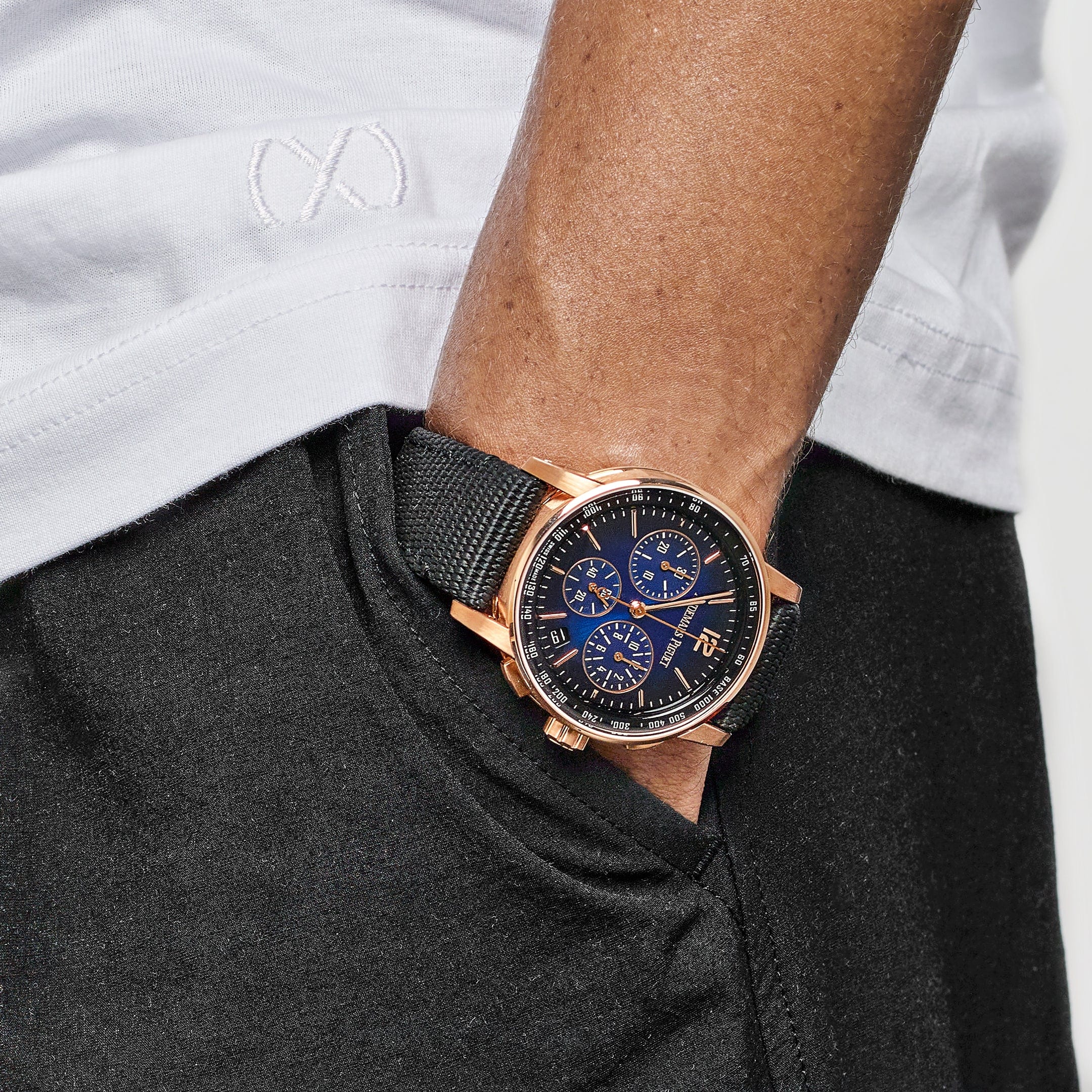 Audemars Piguet Code 11.59 26393OR.OO.A002KB.03 Selfwinding Chronograph Rose Gold Blue Dial