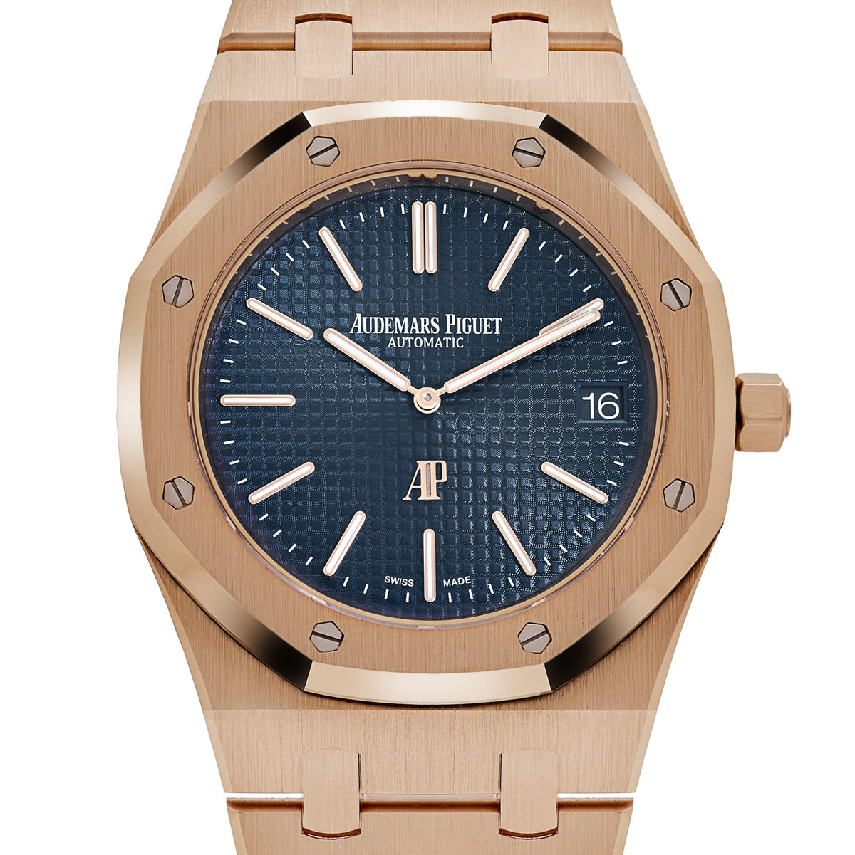 Audemars Piguet Royal Oak 15202OR.OO.1240OR.01 'Jumbo' Extra-Thin Rose Gold Blue Dial (2016)