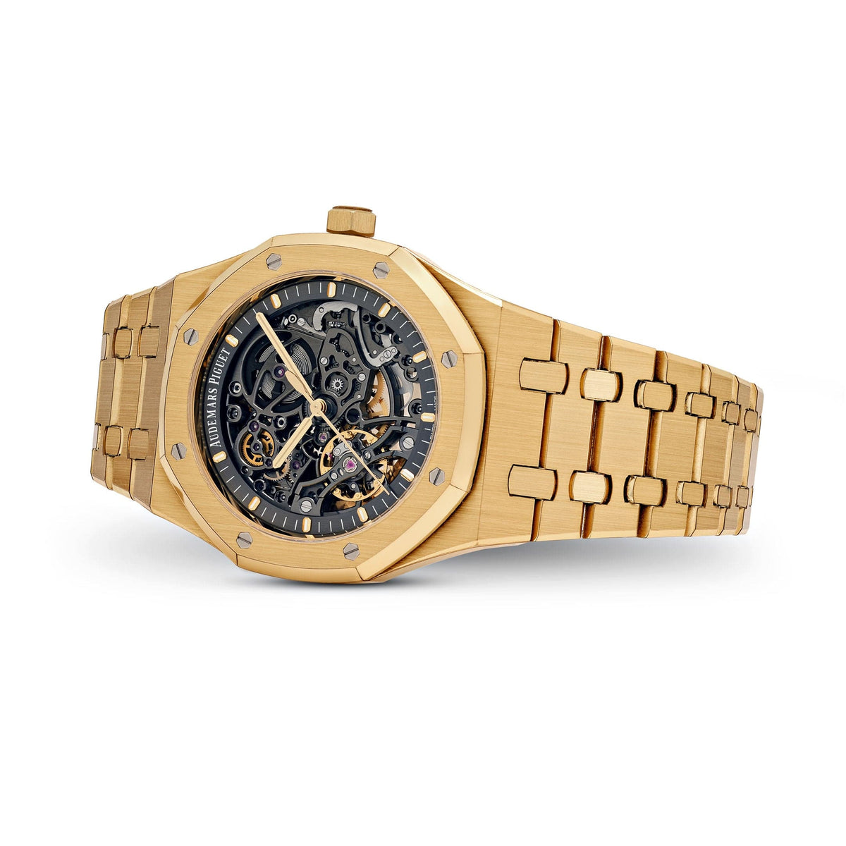 Audemars Piguet Royal Oak 15407BA.OO.1220BA.01 Double Balance Wheel Yellow Gold Openworked Dial