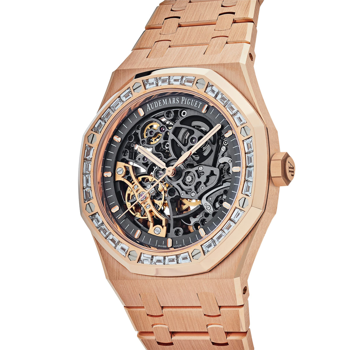 Audemars Piguet Royal Oak 15412OR.ZZ.1220OR.01 Double Balance Wheel Openworked Rose Gold Baguette Bezel (2021)