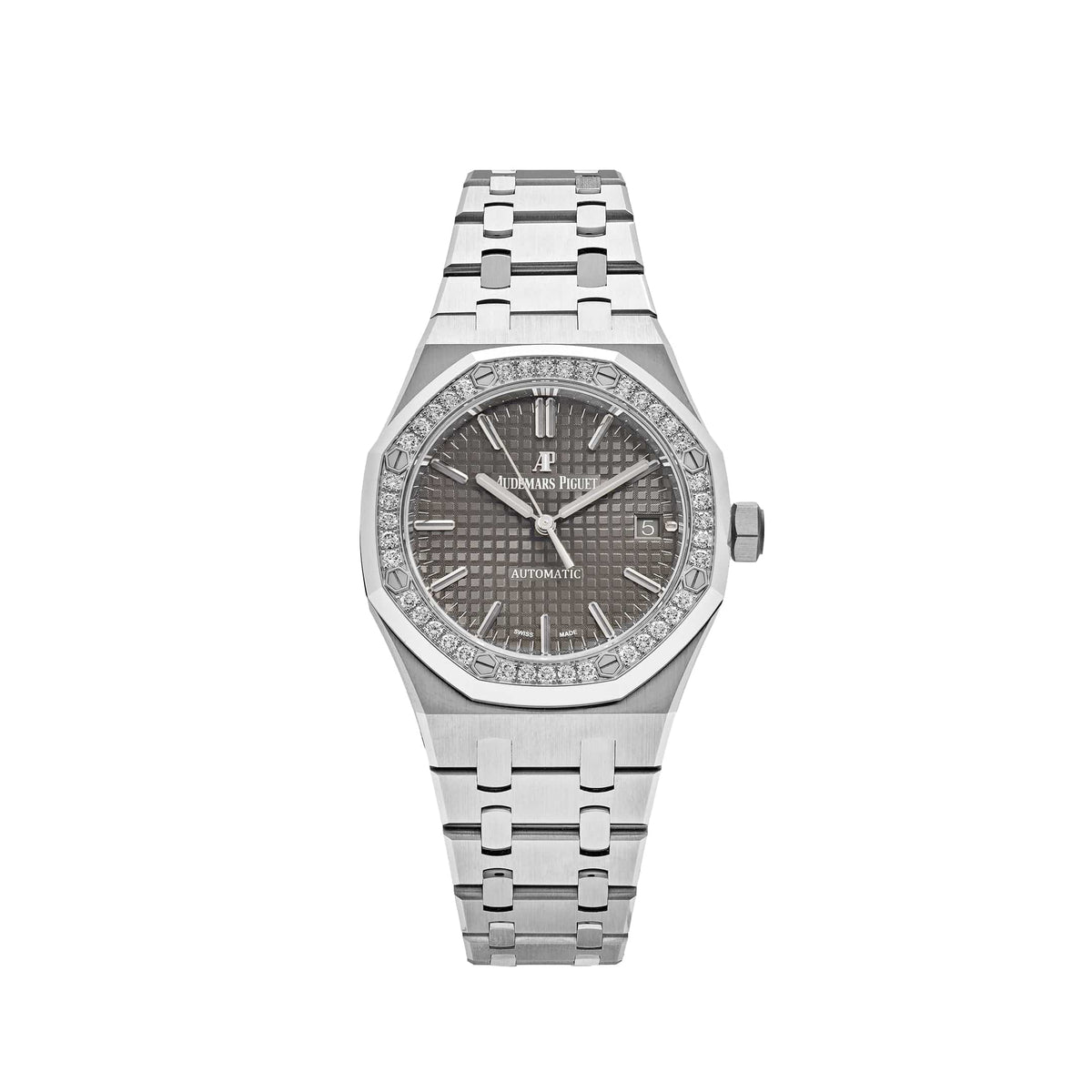 Audemars Piguet Royal Oak 15451ST.ZZ.1256ST.02 Stainless Steel Grey Dial Diamond Bezel