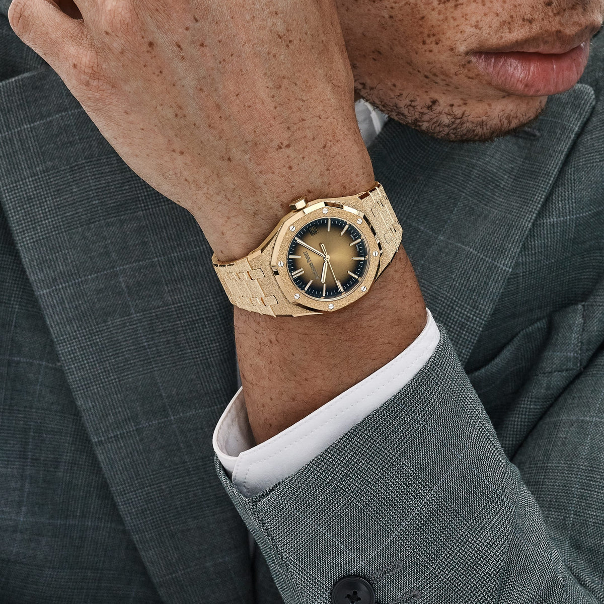 Audemars Piguet Royal Oak 15550BA.GG.1356BA.01 Frosted Yellow Gold Smoked Yellow Dial (2024)