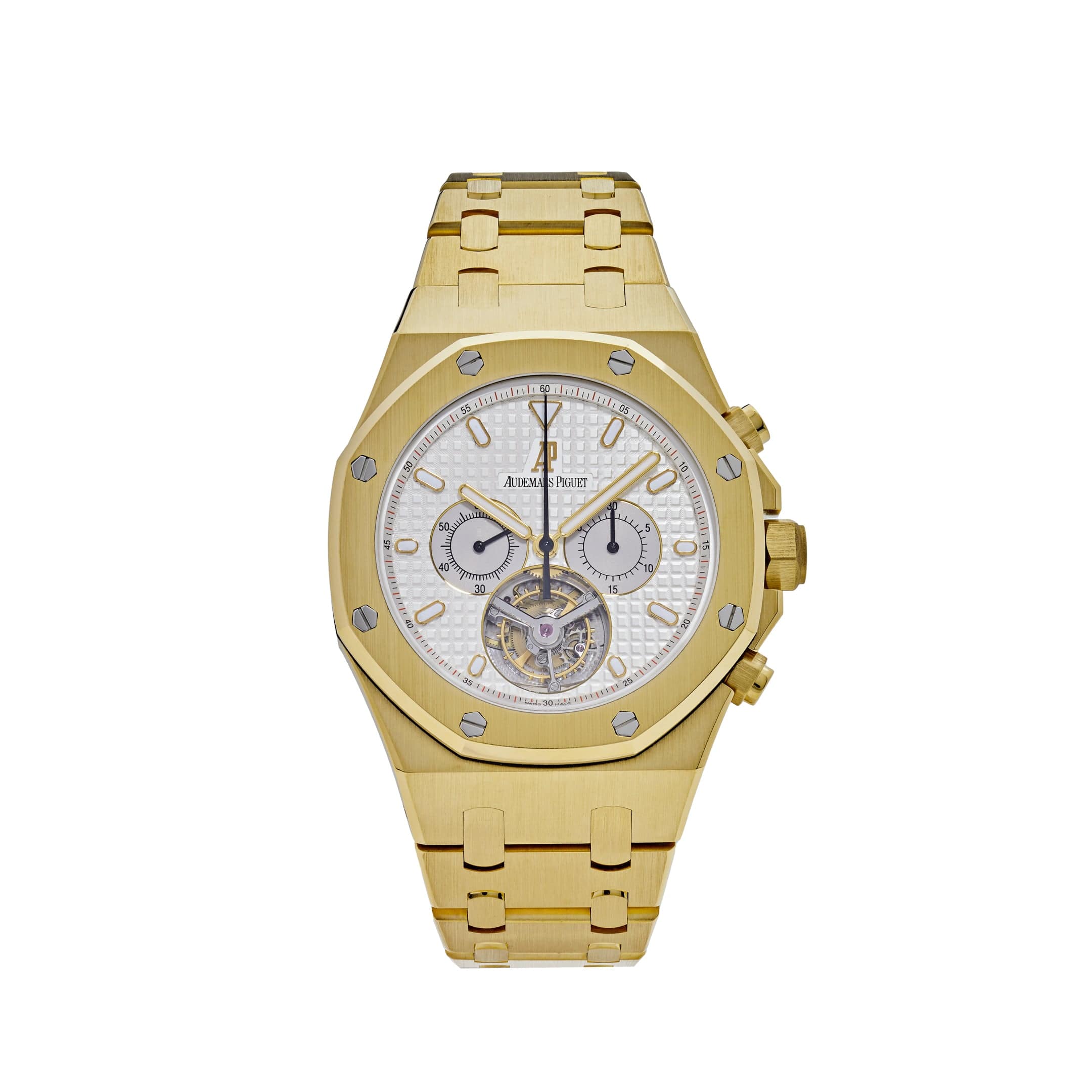 Audemars Piguet Royal Oak 25977BA.OO.1205BA.01 Chronograph 'Tourbillon' Yellow Gold Silver Dial (2004)