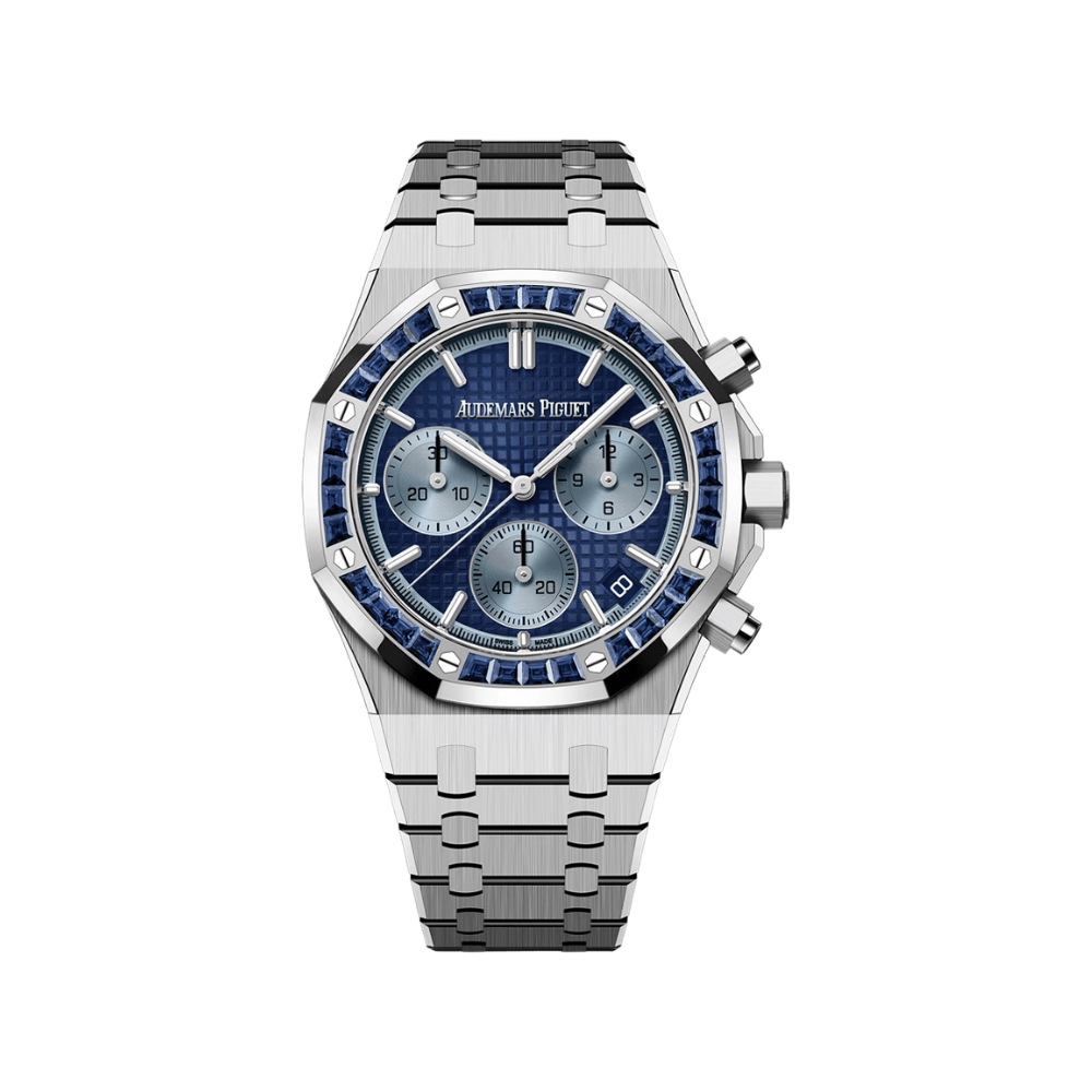 Audemars Piguet Royal Oak Chronograph 26240BC.SS.1320BC.01 White Gold Sapphire Bezel Blue Dial Japan Limited Edition