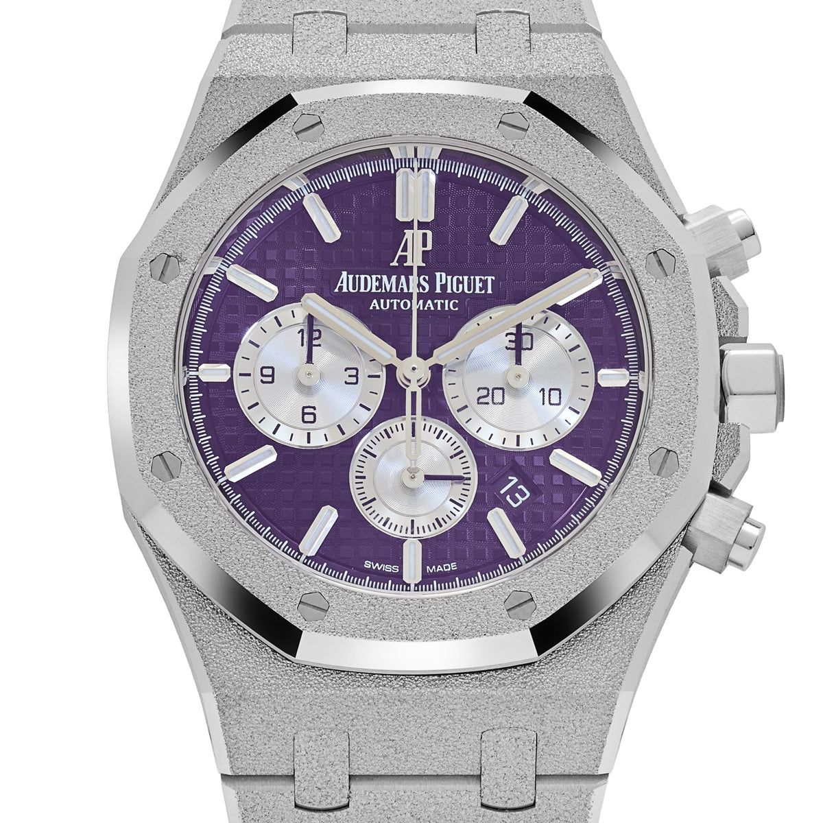 Audemars Piguet Royal Oak 26331BC.GG.1224BC.01 Chronograph Frosted White Gold Purple Dial (2019)