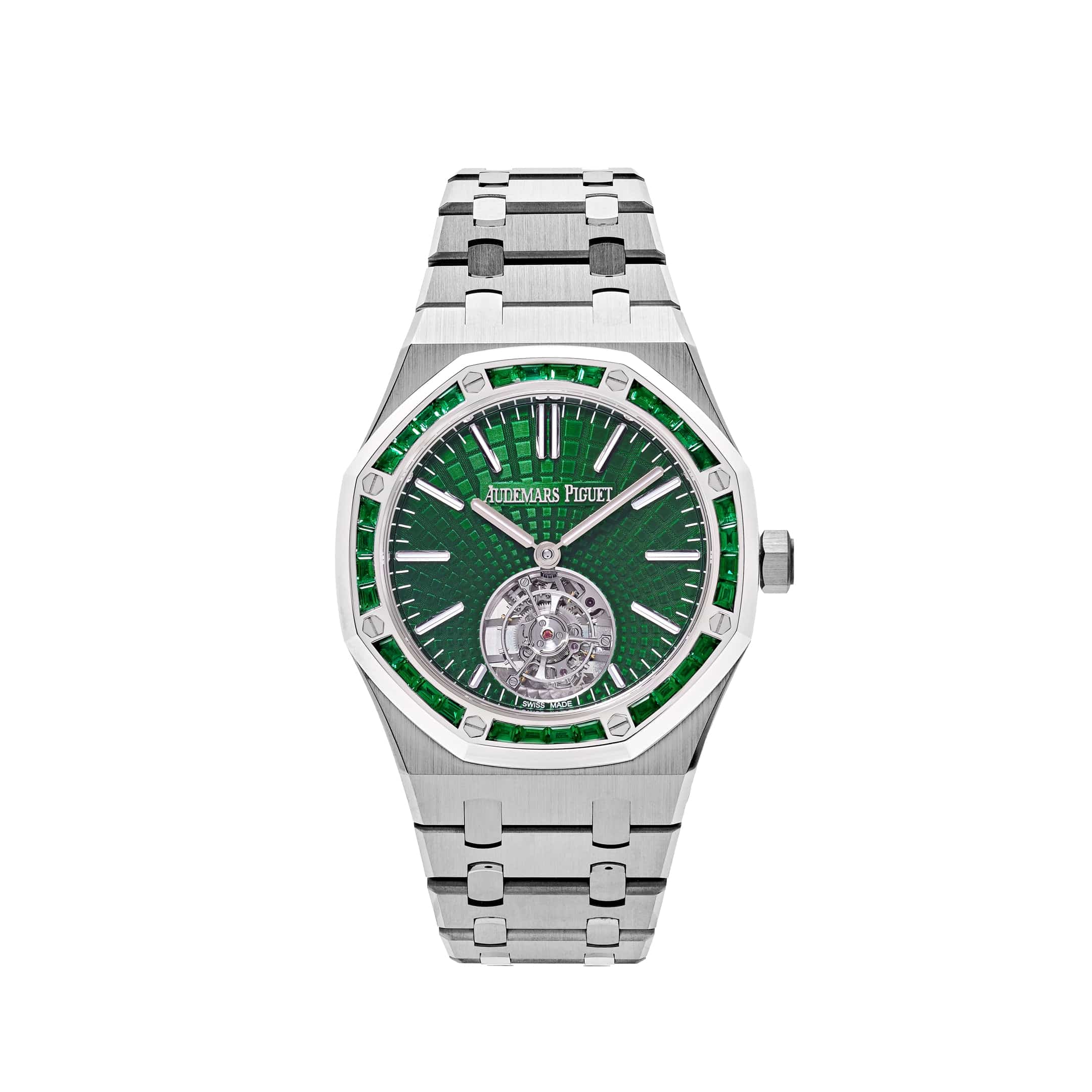 Audemars Piguet Royal Oak 26532IC.EE.1220TI.01 Selfwinding Flying Tourbillon Titanium White Gold Emerald Bezel Limited Edition of 15 (2024)