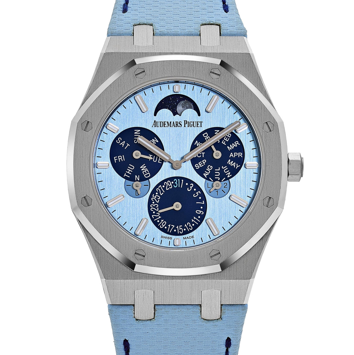 Audemars Piguet Royal Oak 26586BC.OO.1240.BC.99 Perpetual Calendar RD2 Ultra-Thin “Luminary” White Gold Light Blue Limited Edition of 25