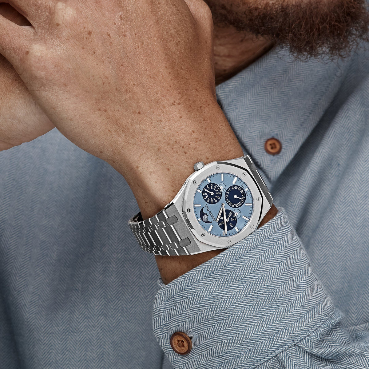 Audemars Piguet Royal Oak 26586BC.OO.1240.BC.99 Perpetual Calendar RD2 Ultra-Thin “Luminary” White Gold Light Blue Limited Edition of 25