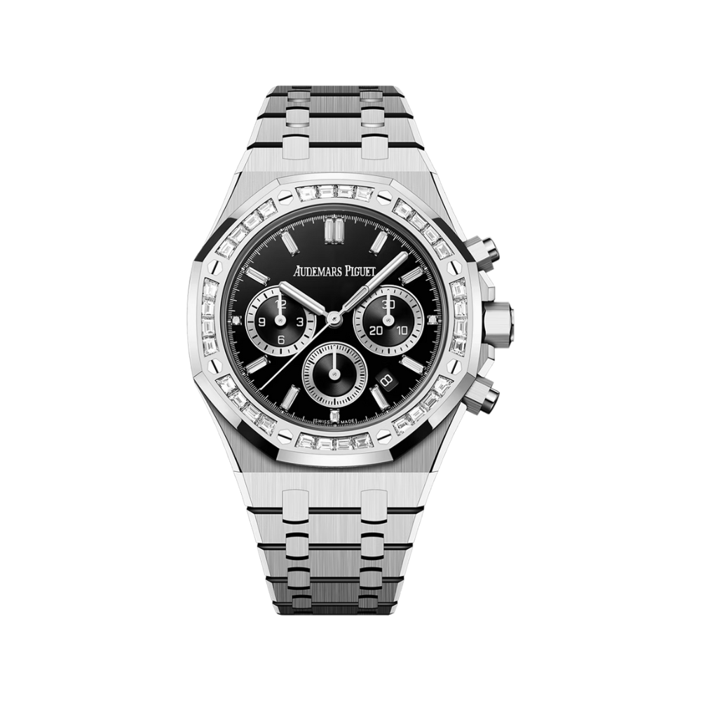 Audemars Piguet Royal Oak Chronograph 26715BC.ZZ.1356BC.02 White Gold Diamond Bezel Black Onyx Dial