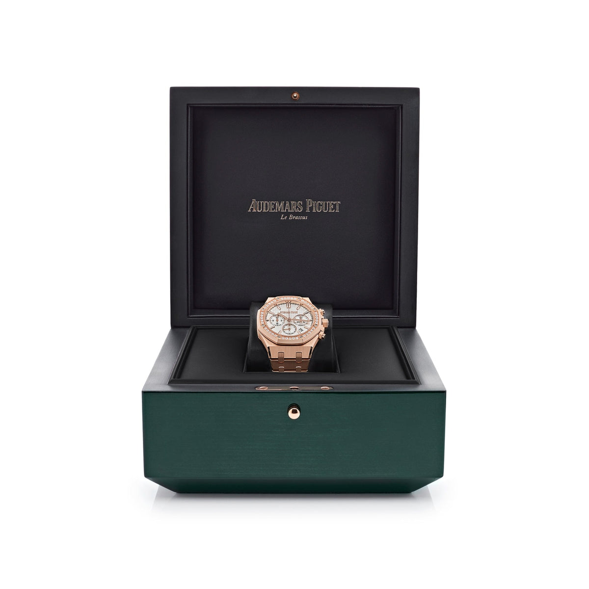 Audemars Piguet Royal Oak 26715OR.ZZ.1356OR.01 Chronograph Rose Gold Silver Dial Diamond Bezel