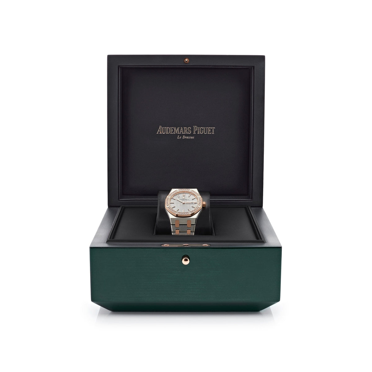 Audemars Piguet Royal Oak 67651SR.ZZ.1261SR.01 'Ladies' Rose Gold Stainless Steel Silver-Toned Dial Diamond Bezel Quartz