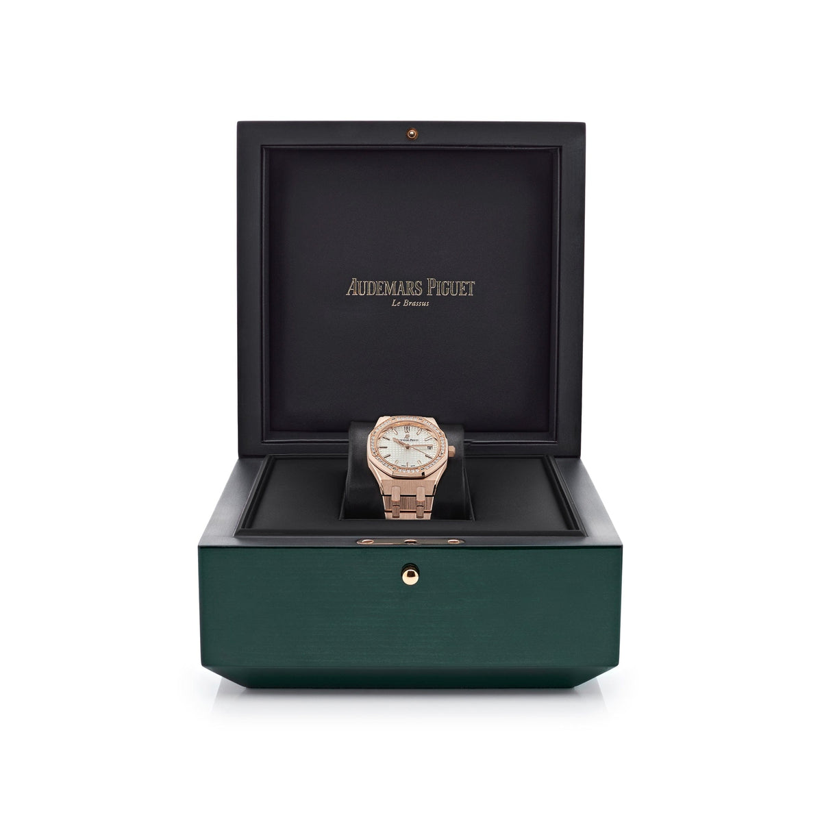 Audemars Piguet Royal Oak 15451OR.ZZ.1256OR.01.A 'Ladies' Rose Gold White Dial Diamond Bezel