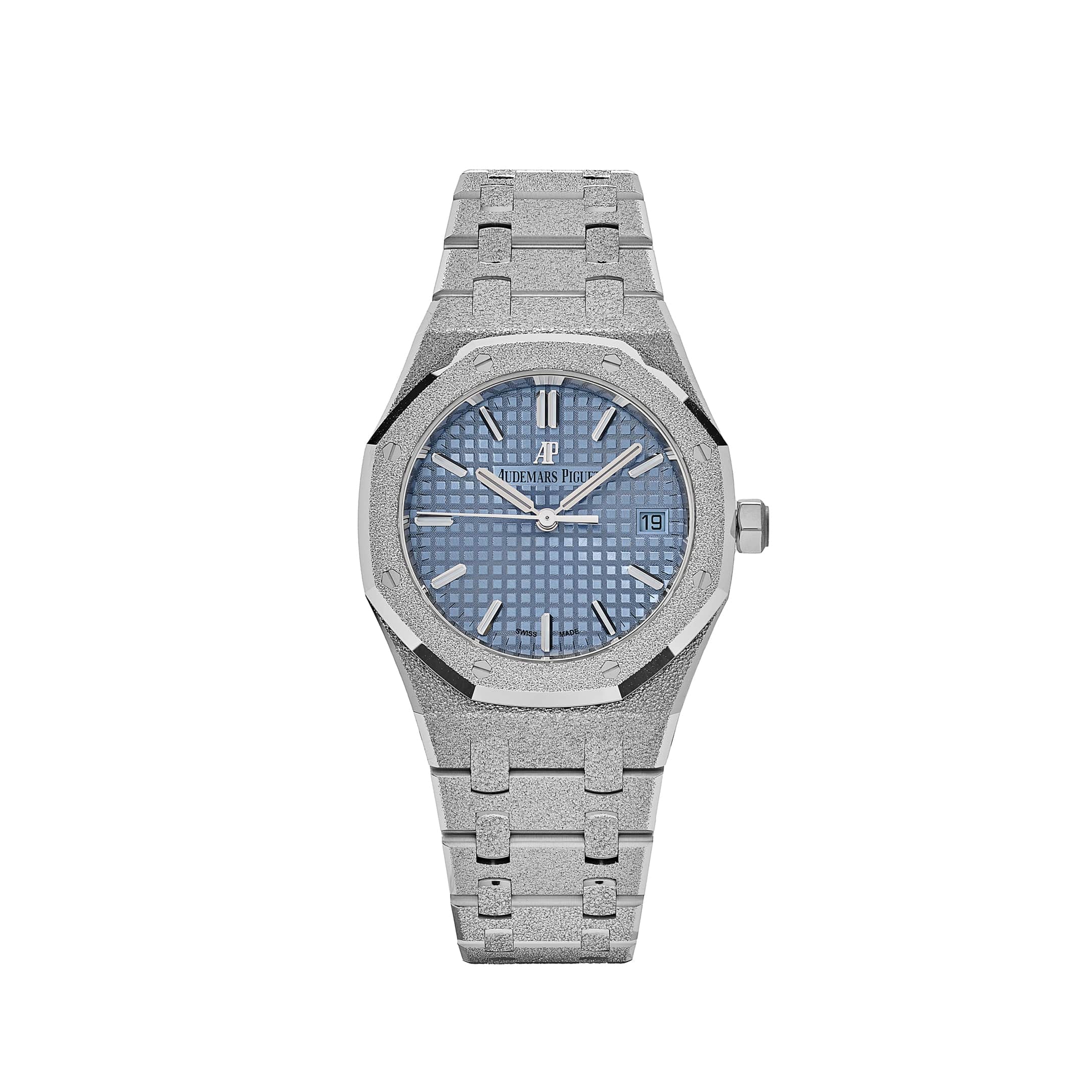 Audemars Piguet Royal Oak 77353BC.GG.1263BC.01 'Ladies' Selfwinding Frosted White Gold Light Blue Dial