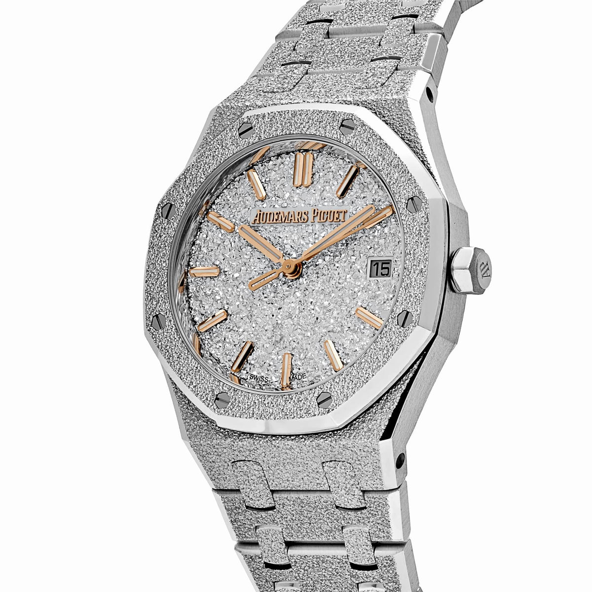 Audemars Piguet Royal Oak 77450BC.GG.1361BC.01 Frosted White Gold Crystal Sand Dial (2025)