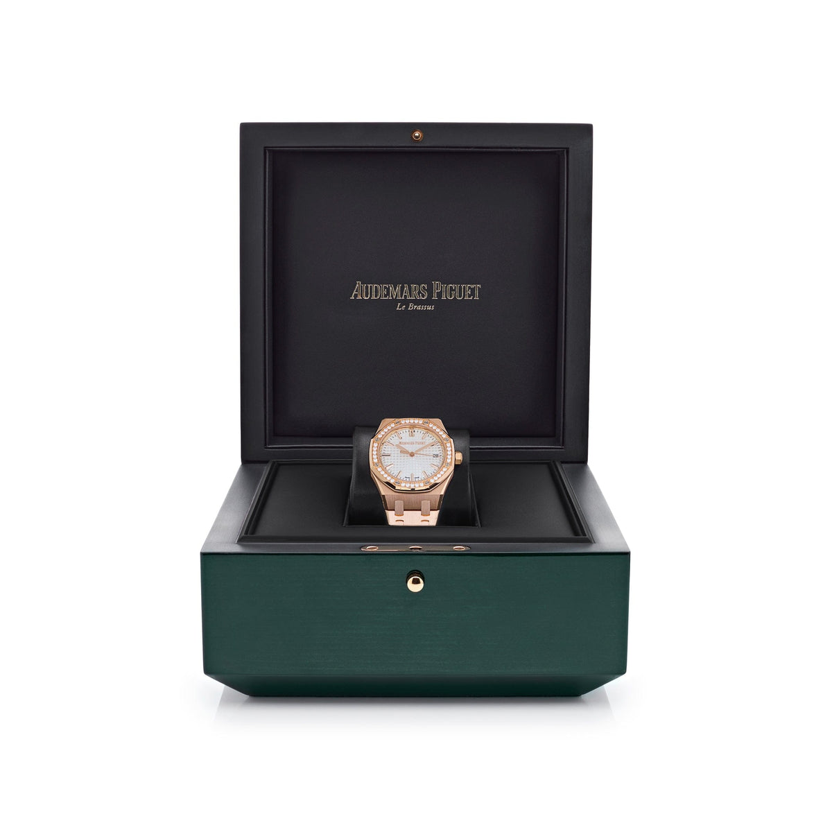 Audemars Piguet Royal Oak 77451OR.ZZ.1361OR.03 'Ladies' Rose Gold Silver Dial Diamond Bezel