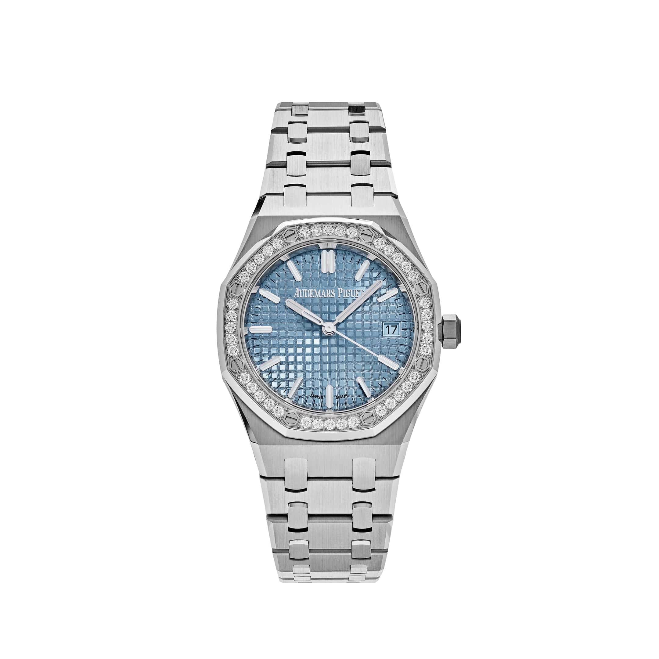Audemars Piguet Royal Oak 77451ST.ZZ.1361ST.01 'Ladies' Selfwinding '50th Anniversary' Stainless Steel Light Blue Dial Diamond Bezel (2023)