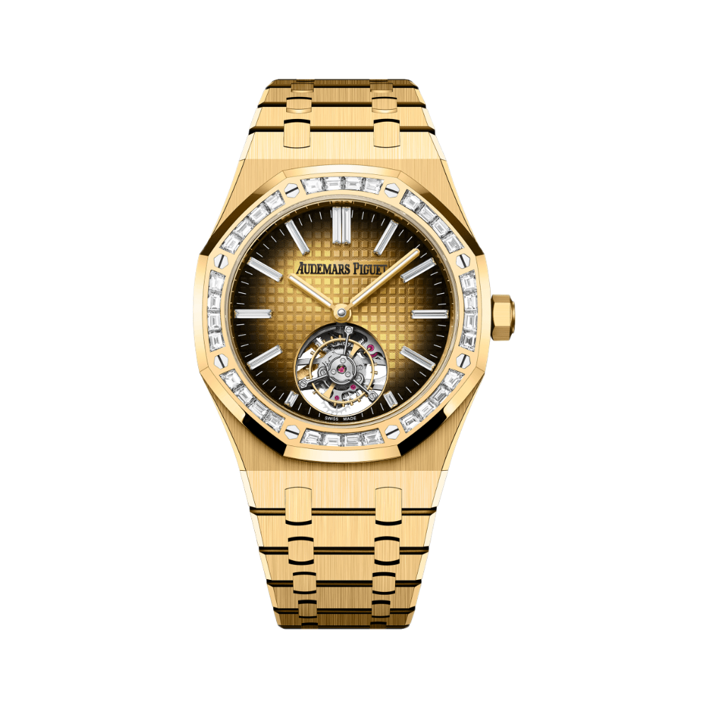 Audemars Piguet Royal Oak Flying Tourbillon 26730BA.ZZ.1320BA.01 Yellow Gold Diamond Bezel Smoked Yellow