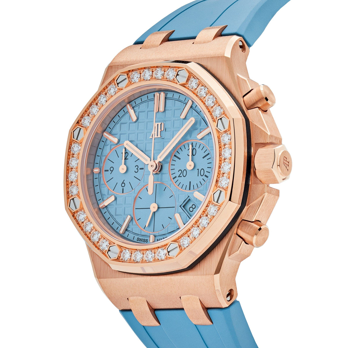 Audemars Piguet Royal Oak Offshore 26231OR.ZZ.A085CA.01 Chronograph Rose Gold Blue Dial Diamond Bezel (2023)