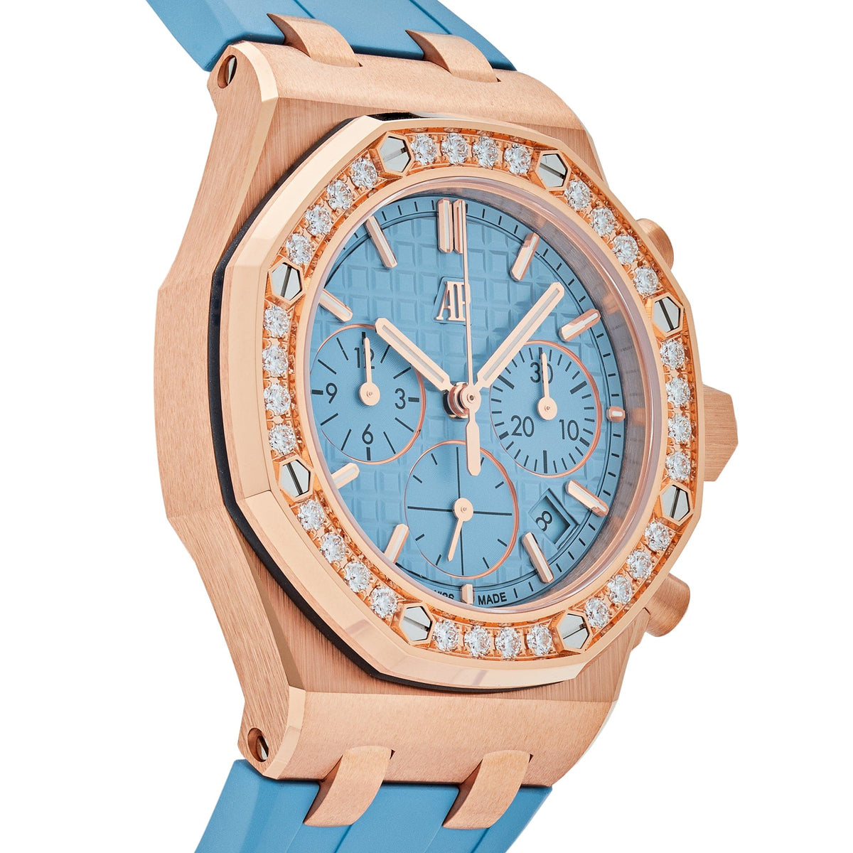 Audemars Piguet Royal Oak Offshore 26231OR.ZZ.A085CA.01 Chronograph Rose Gold Blue Dial Diamond Bezel (2023)