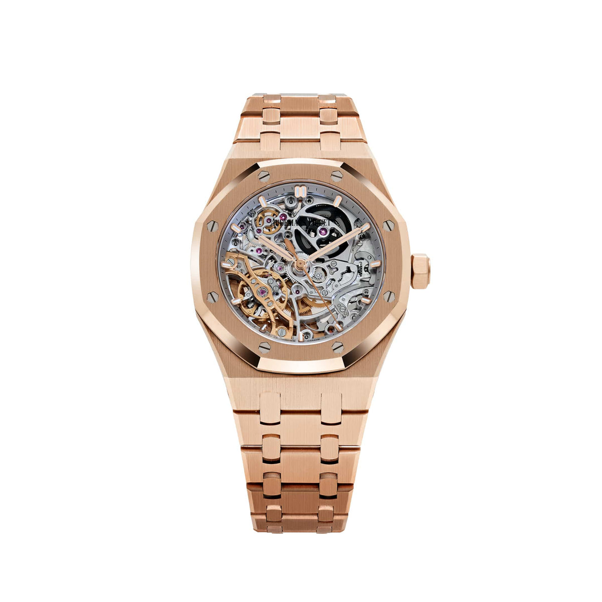 Audemars Piguet Royal Oak Openworked 15467OR.OO.1256OR.02 Double Balance Wheel Rose Gold Purple Inner Bezel