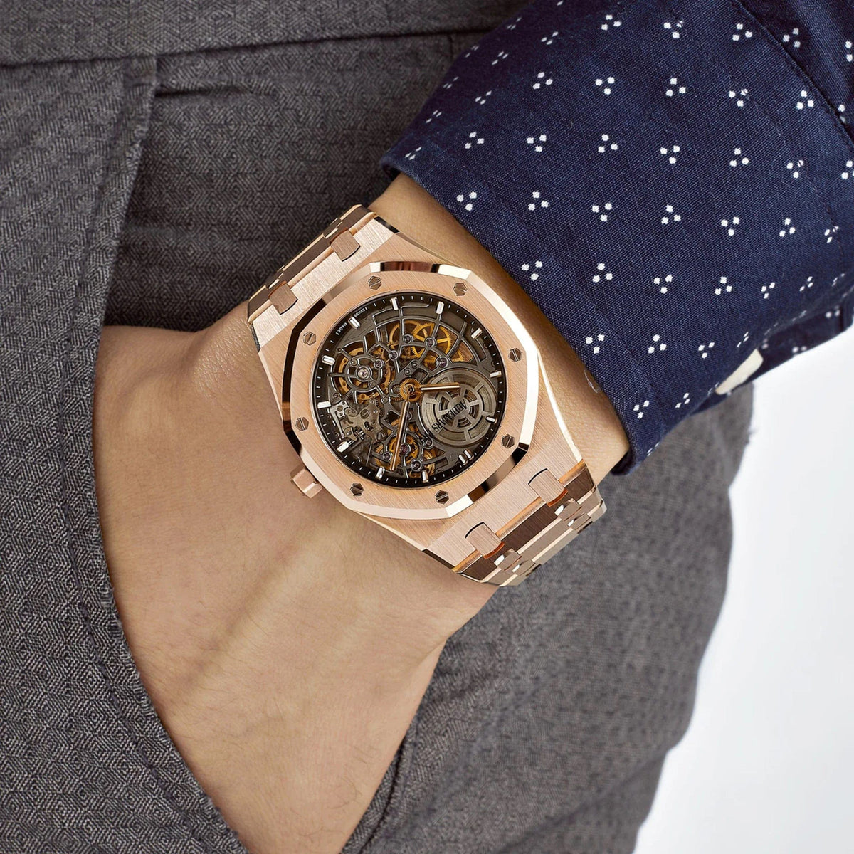 Audemars Piguet Royal Oak 16204OR.OO.1240OR.03 Openworked 'Jumbo' Extra-Thin Rose Gold
