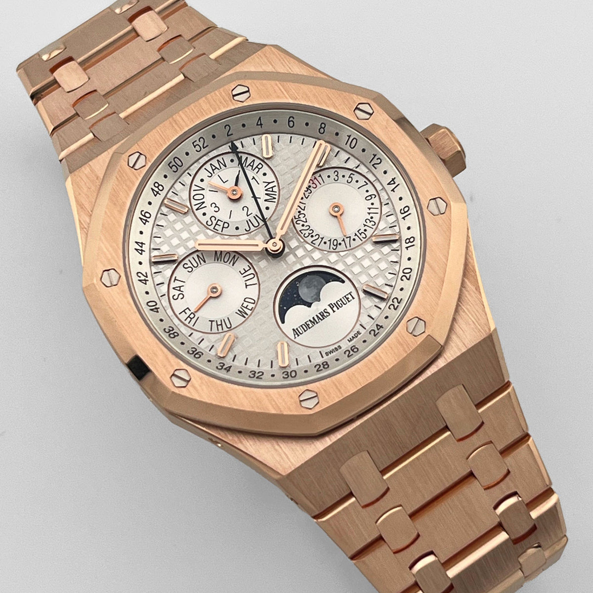 Audemars Piguet Royal Oak Perpetual Calendar 26574OR.OO.1220OR.01 Rose Gold Silver Dial (2021)