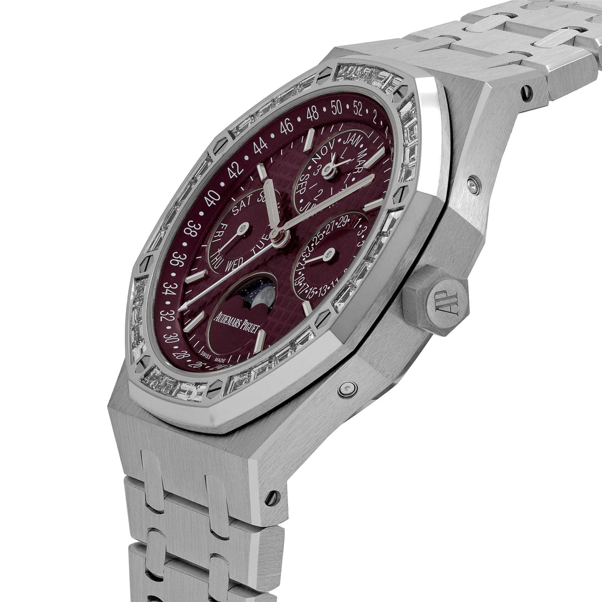 Audemars Piguet Royal Oak Perpetual Calendar 26598BC.ZZ.1220BC.01 'Qatar Edition' White Gold Burgundy Dial Diamond Bezel (2025)