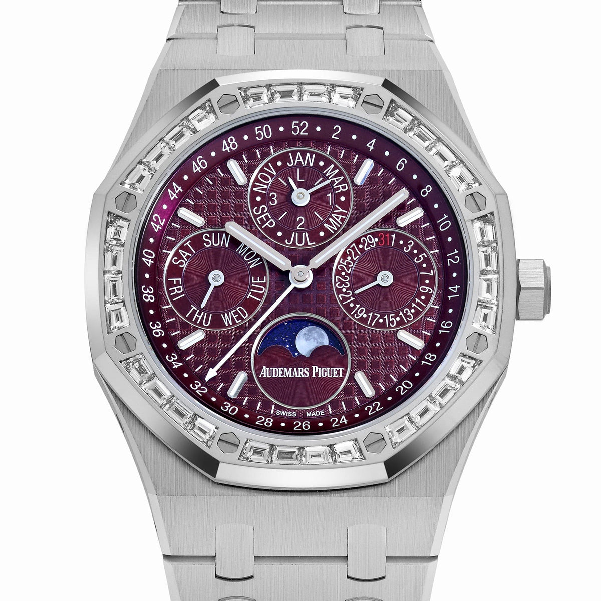 Audemars Piguet Royal Oak Perpetual Calendar 26598BC.ZZ.1220BC.01 'Qatar Edition' White Gold Burgundy Dial Diamond Bezel (2025)