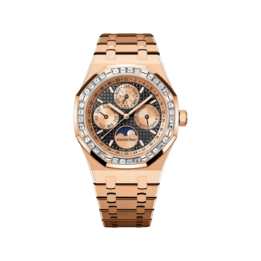 Audemars Piguet Royal Oak Perpetual Calendar 26614OR.ZZ.1220OR.01 Rose Gold Diamond Bezel Black Dial