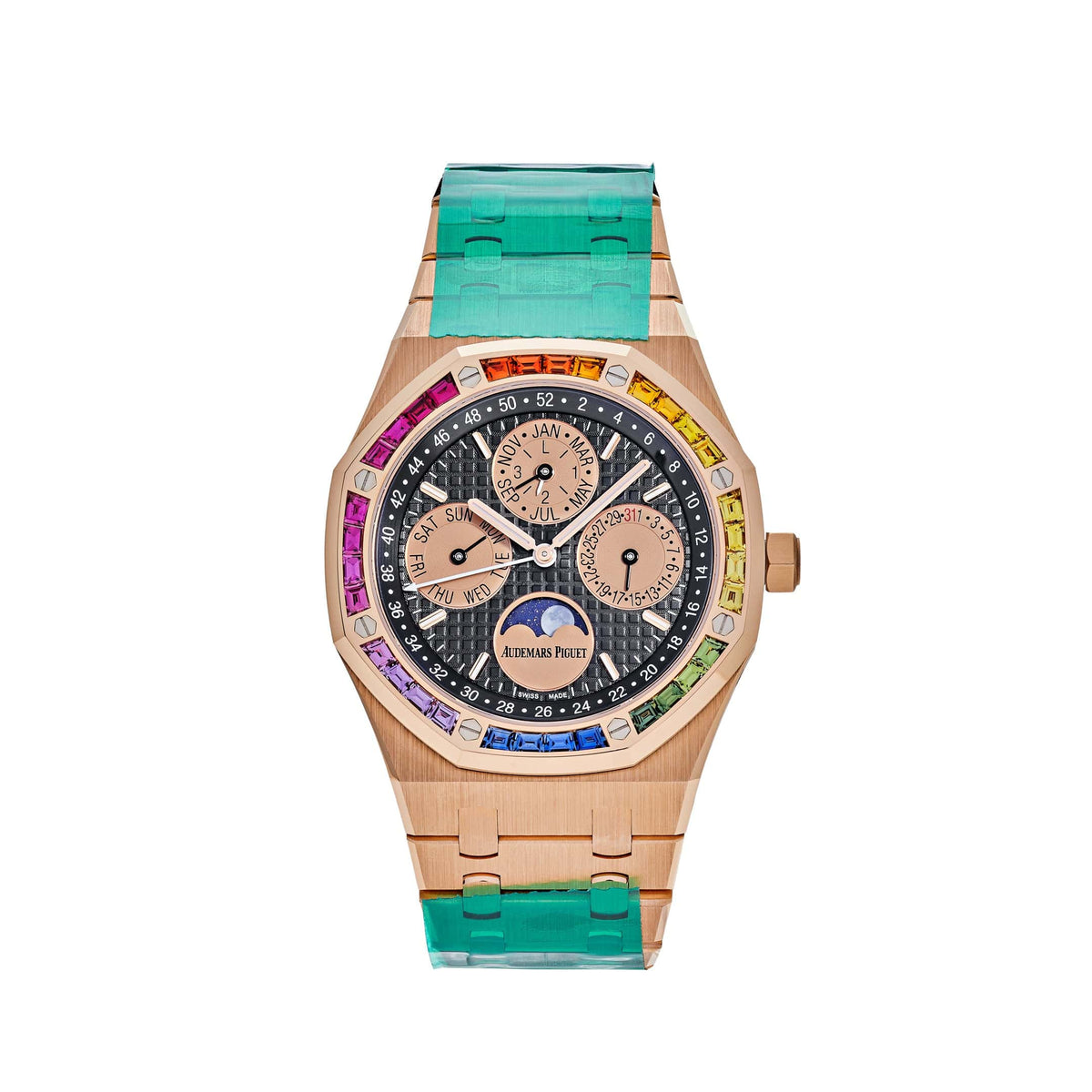 Audemars Piguet Royal Oak Perpetual Calendar 26614OR.YY.1220OR.01 Rose Gold Rainbow Bezel Black Dial Limited Edition of 20