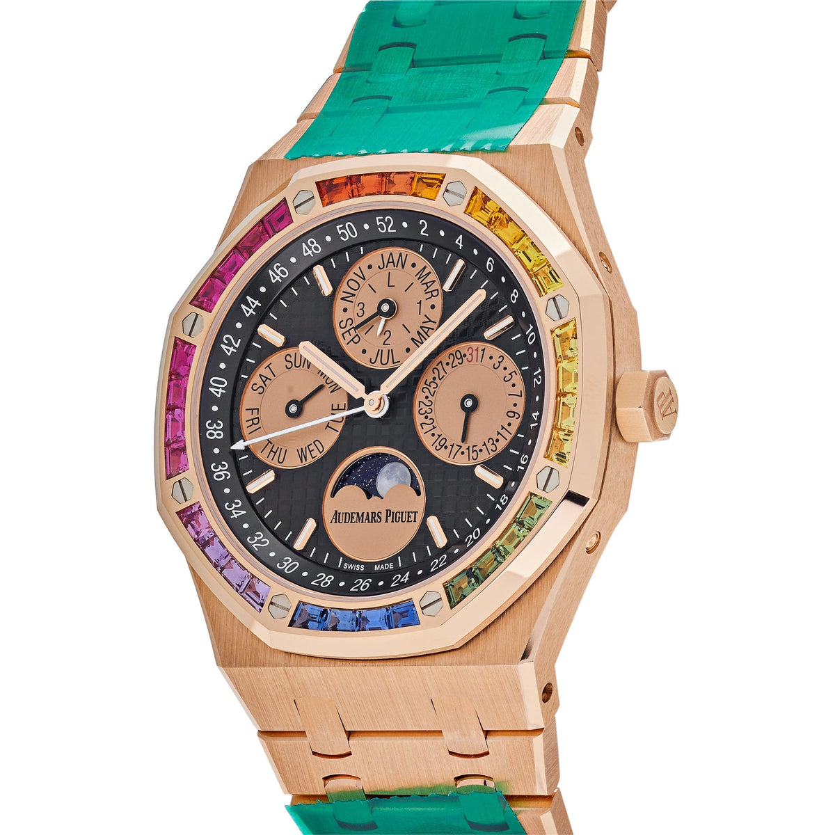 Audemars Piguet Royal Oak Perpetual Calendar 26614OR.YY.1220OR.01 Rose Gold Rainbow Bezel Black Dial Limited Edition of 20