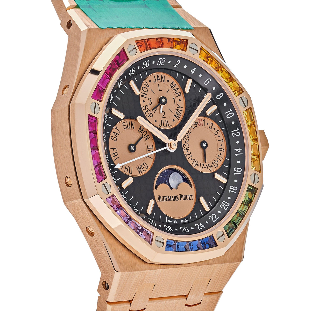 Audemars Piguet Royal Oak Perpetual Calendar 26614OR.YY.1220OR.01 Rose Gold Rainbow Bezel Black Dial Limited Edition of 20