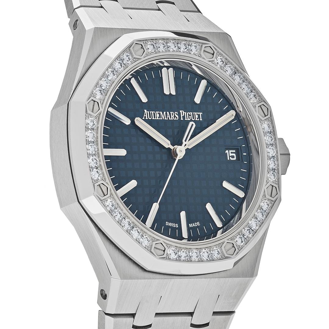 Audemars Piguet Royal Oak Selfwinding 15551ST.ZZ.1356ST.05  Blue Dial Diamond Bezel