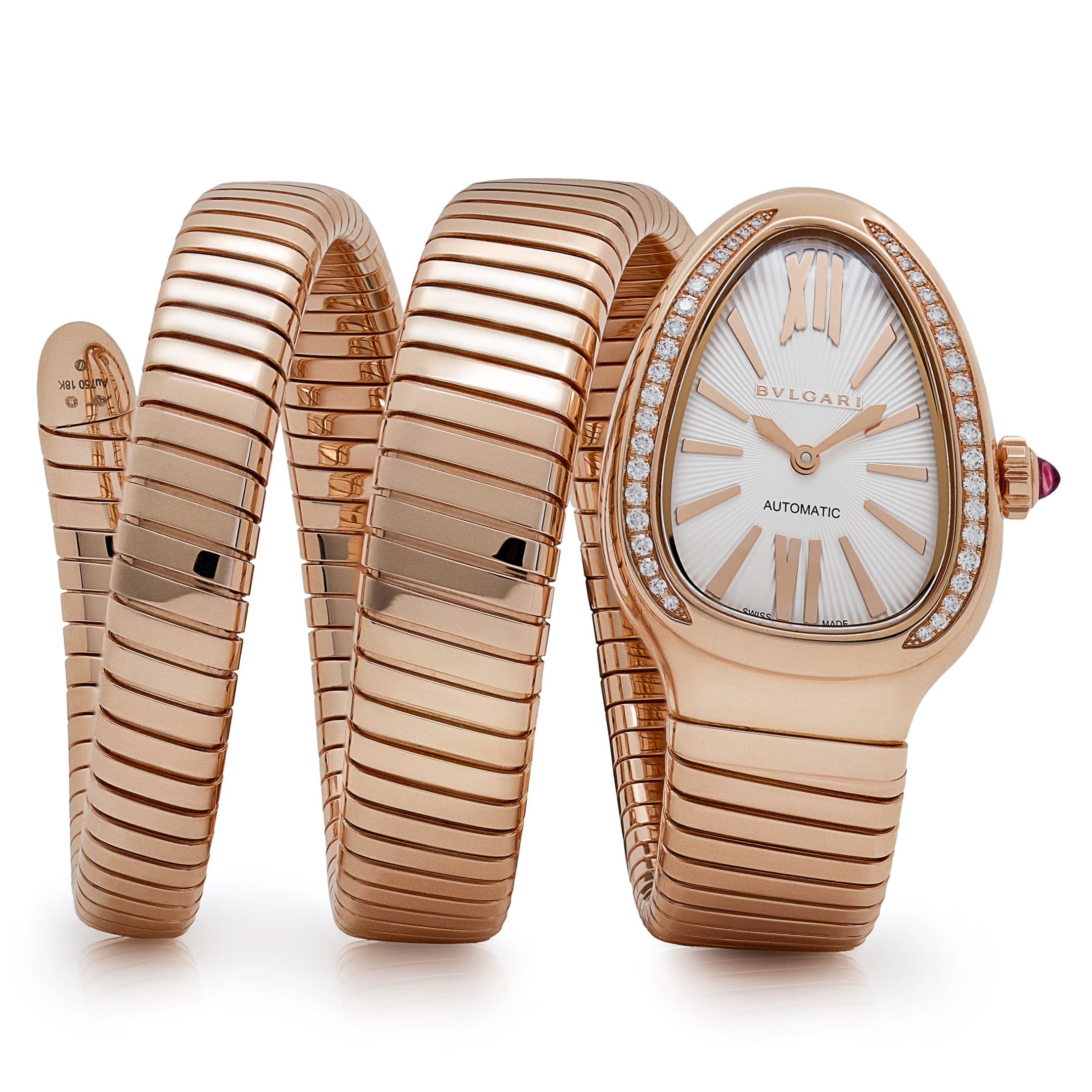 BVLGARI Serpenti Tubogas 103905 Rose Gold White Opaline Soleil Dial Diamond Bezel (2025)