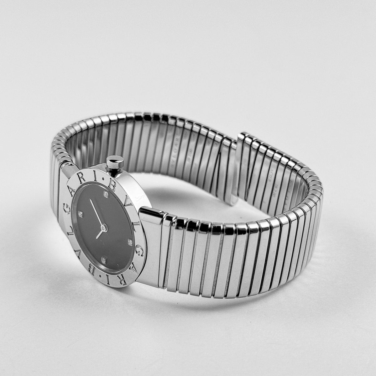 BVLGARI Tubogas BB262TS 'Ladies' Stainless Steel Black Diamond Dial Quartz