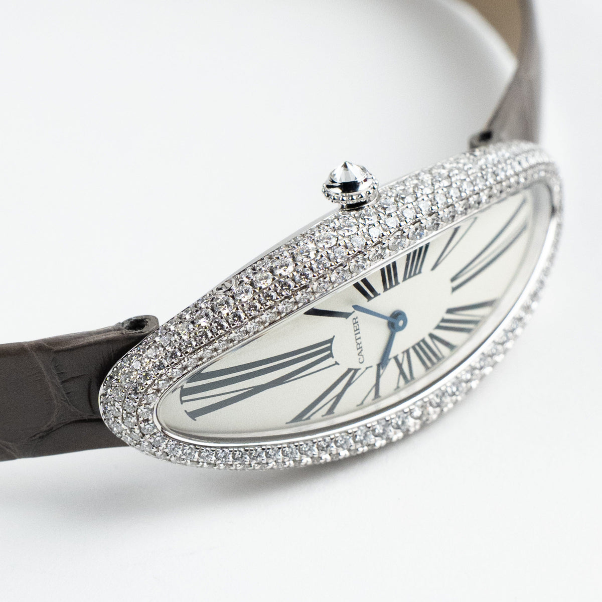 Cartier Baignoire Allongée WJBA0007 White Gold Silver Dial Diamond Bezel (2026)