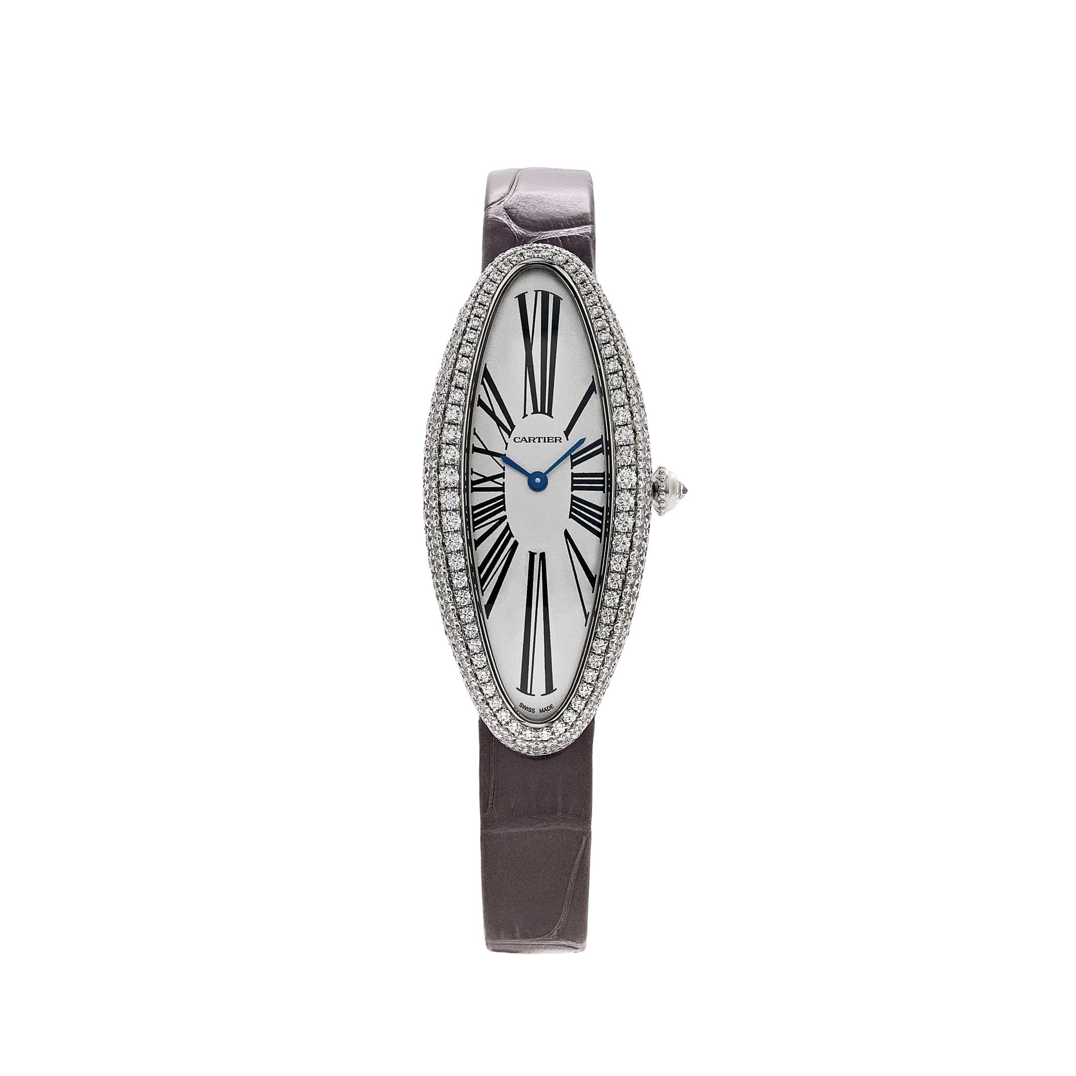Cartier Baignoire Allongée WJBA0007 White Gold Silver Dial Diamond Bezel (2026)