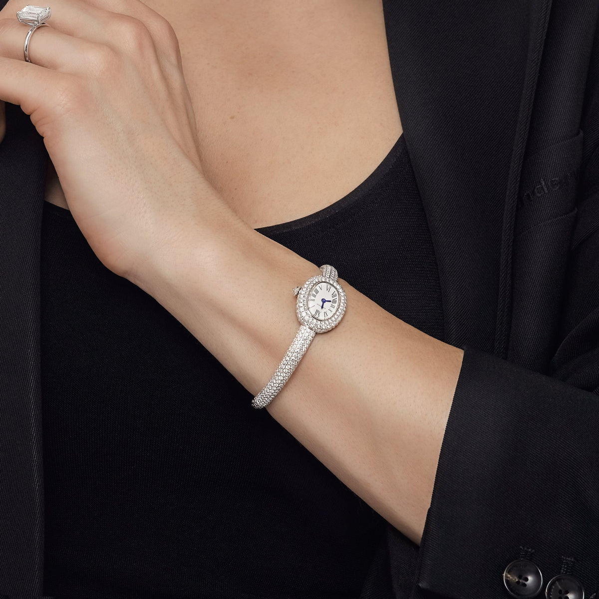 Cartier Baignoire Mini HPI01773 'Ladies' Rhodium-Finish White Gold Diamond Quartz (2025)