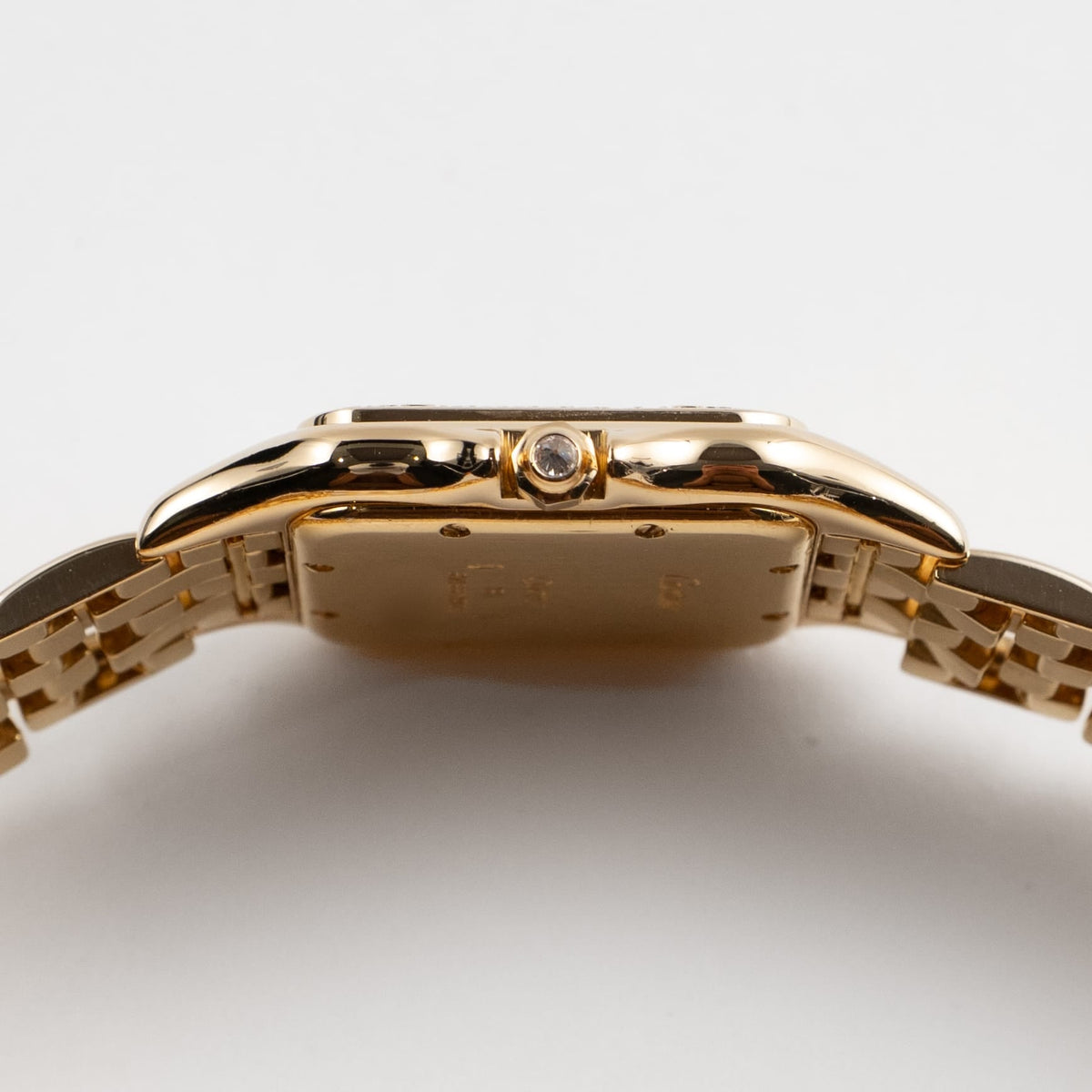 Cartier Panthere 883969 'Ladies' Midsize Yellow Gold White Dial Diamond Bezel Quartz