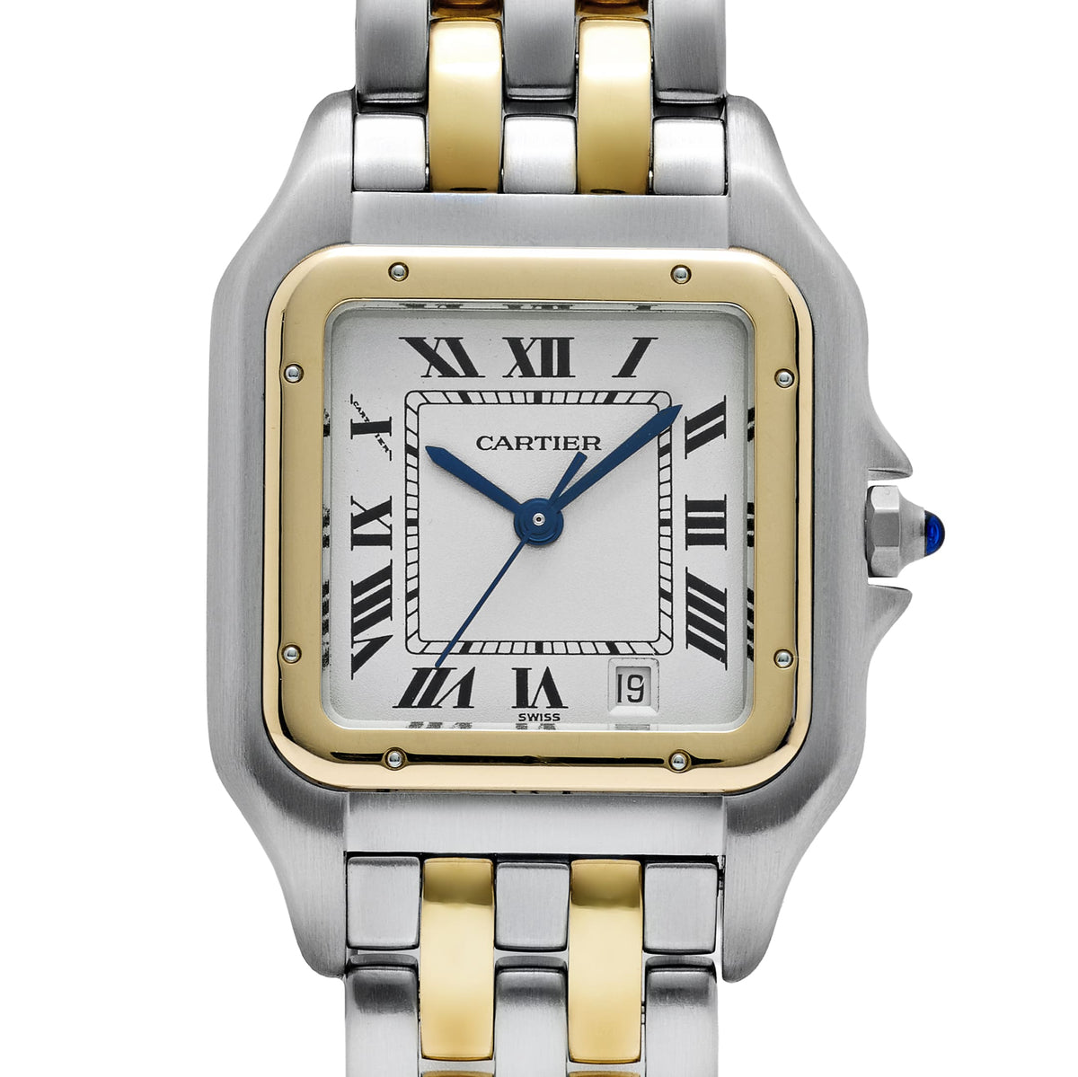 Cartier Panthere W250285E 'Ladies' Two Row Midsize Stainless Steel Yellow Gold White Dial Quartz