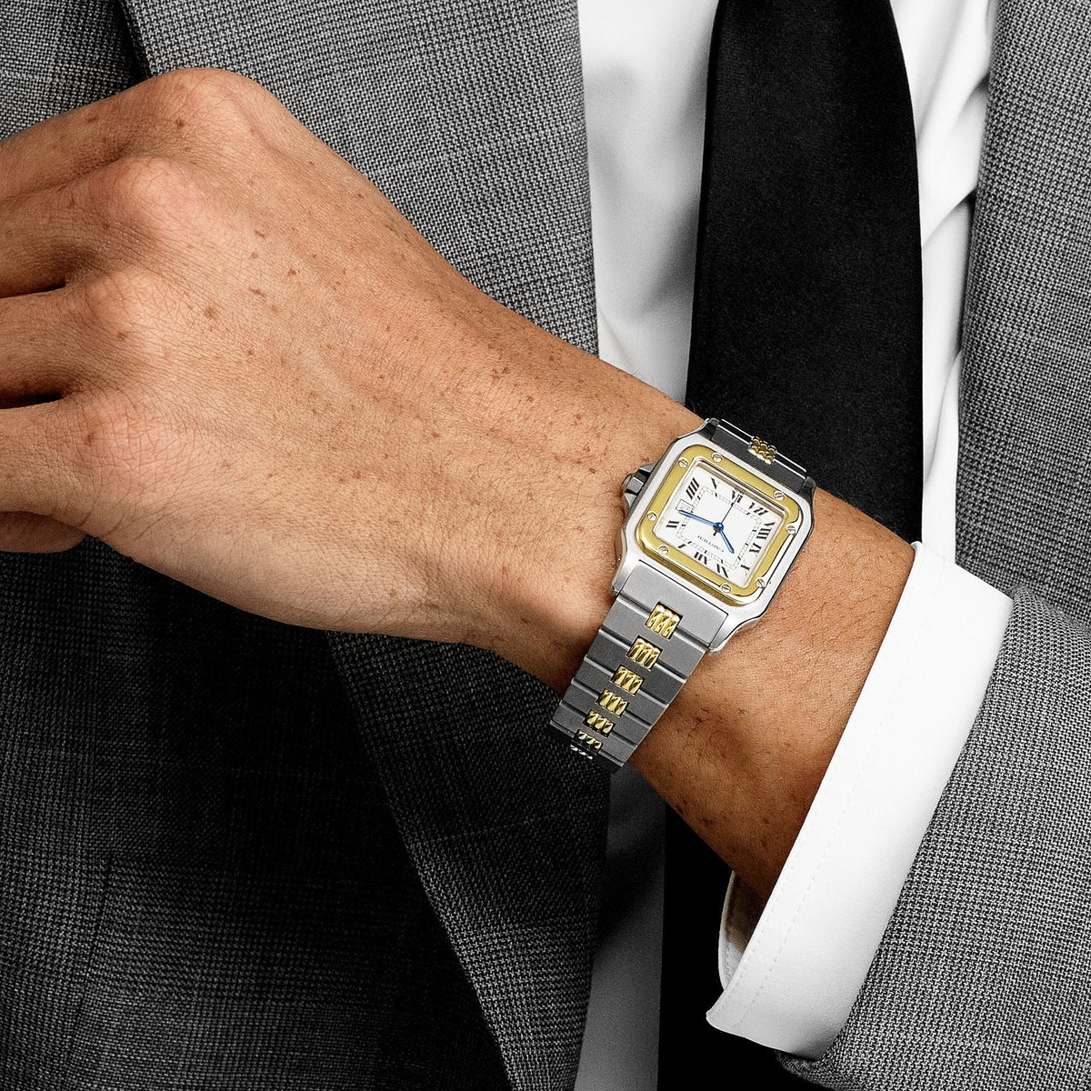 Cartier Santos Carrée 2961 Yellow Gold Stainless Steel White Dial