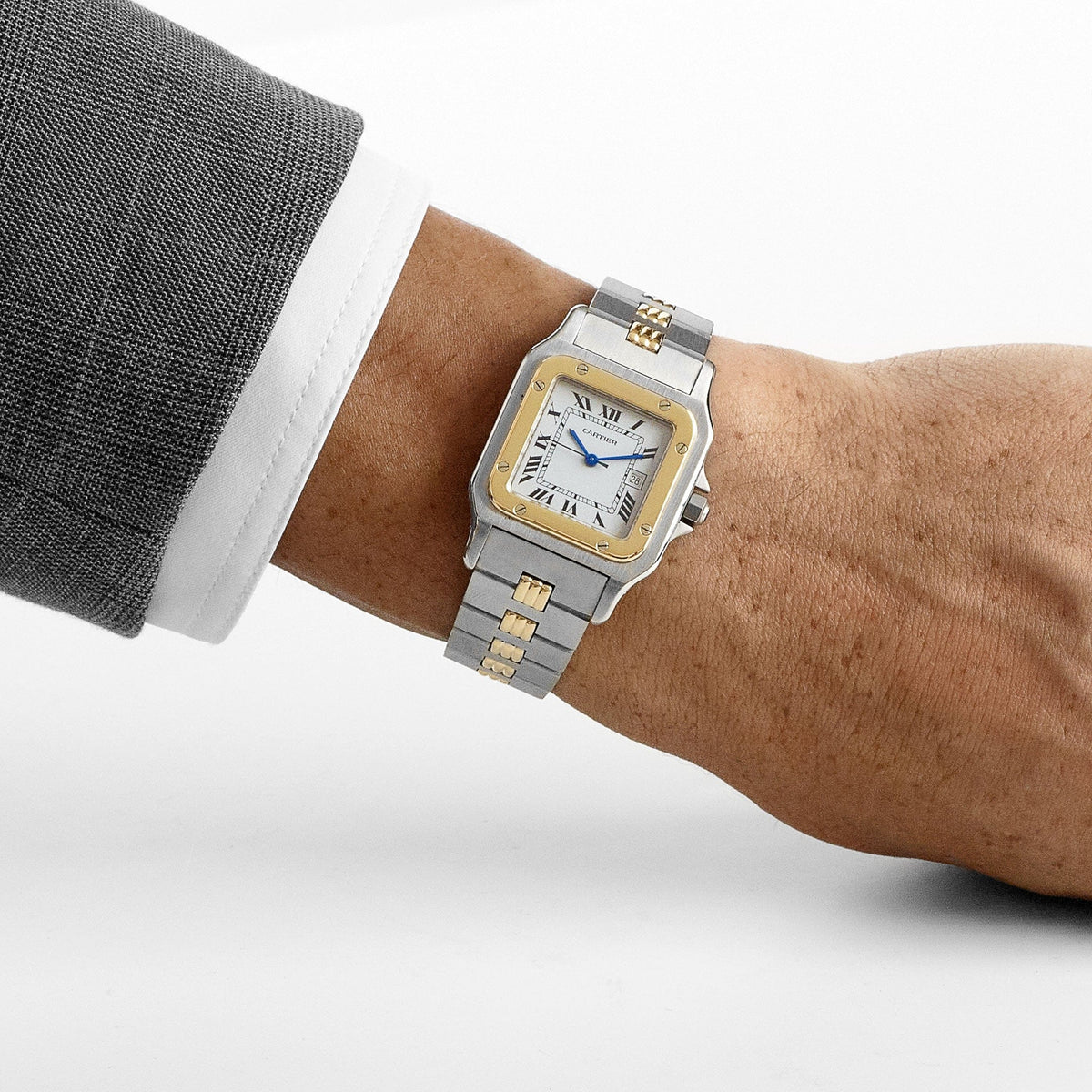 Cartier Santos Carrée 2961 Yellow Gold Stainless Steel White Dial