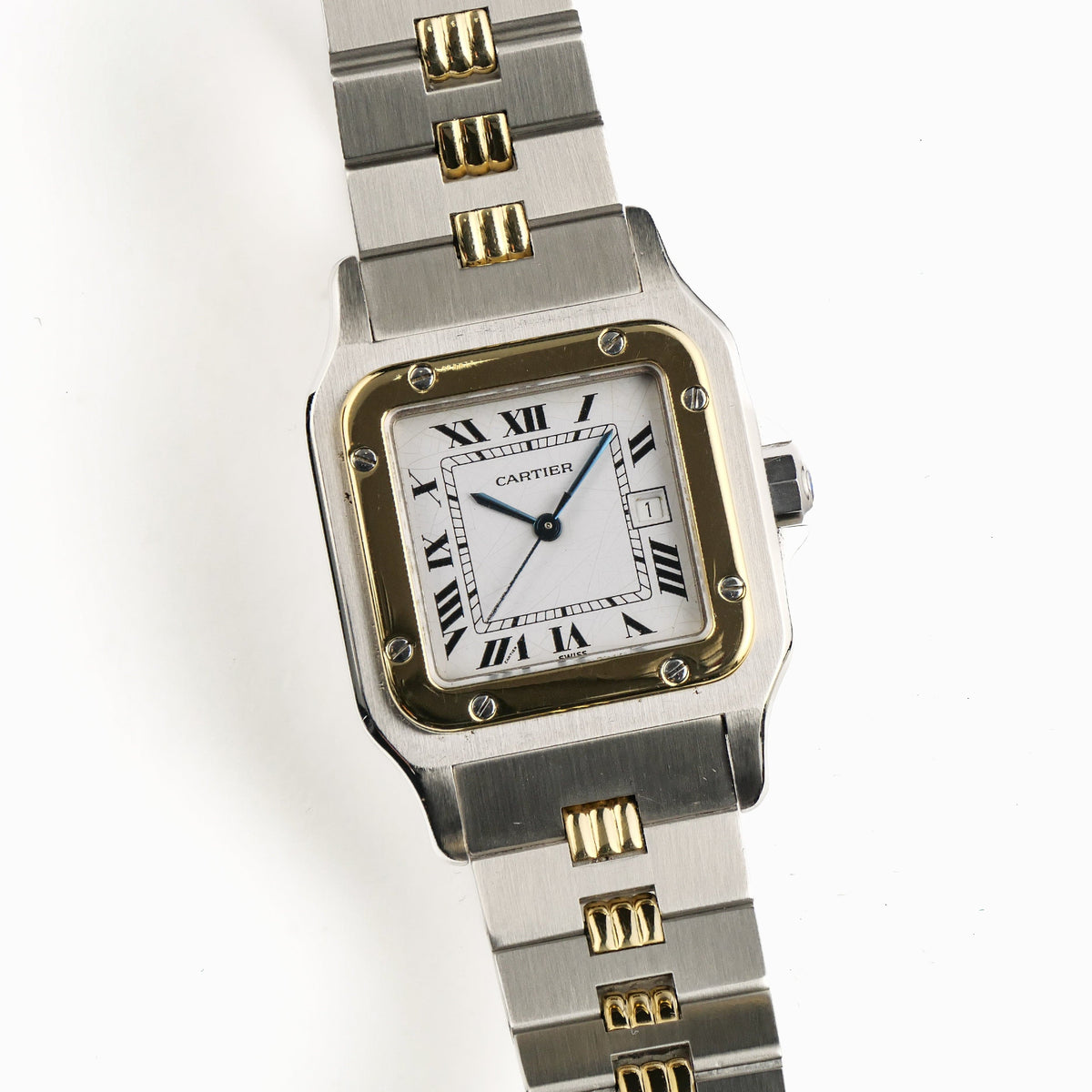 Cartier Santos Carrée 2961 Yellow Gold Stainless Steel White Dial