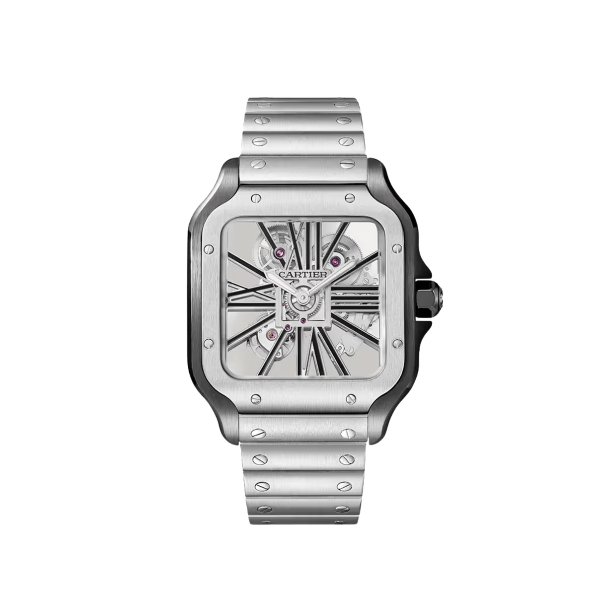 Cartier Santos Large WHSA0027 Stainless Steel Skeleton Dial