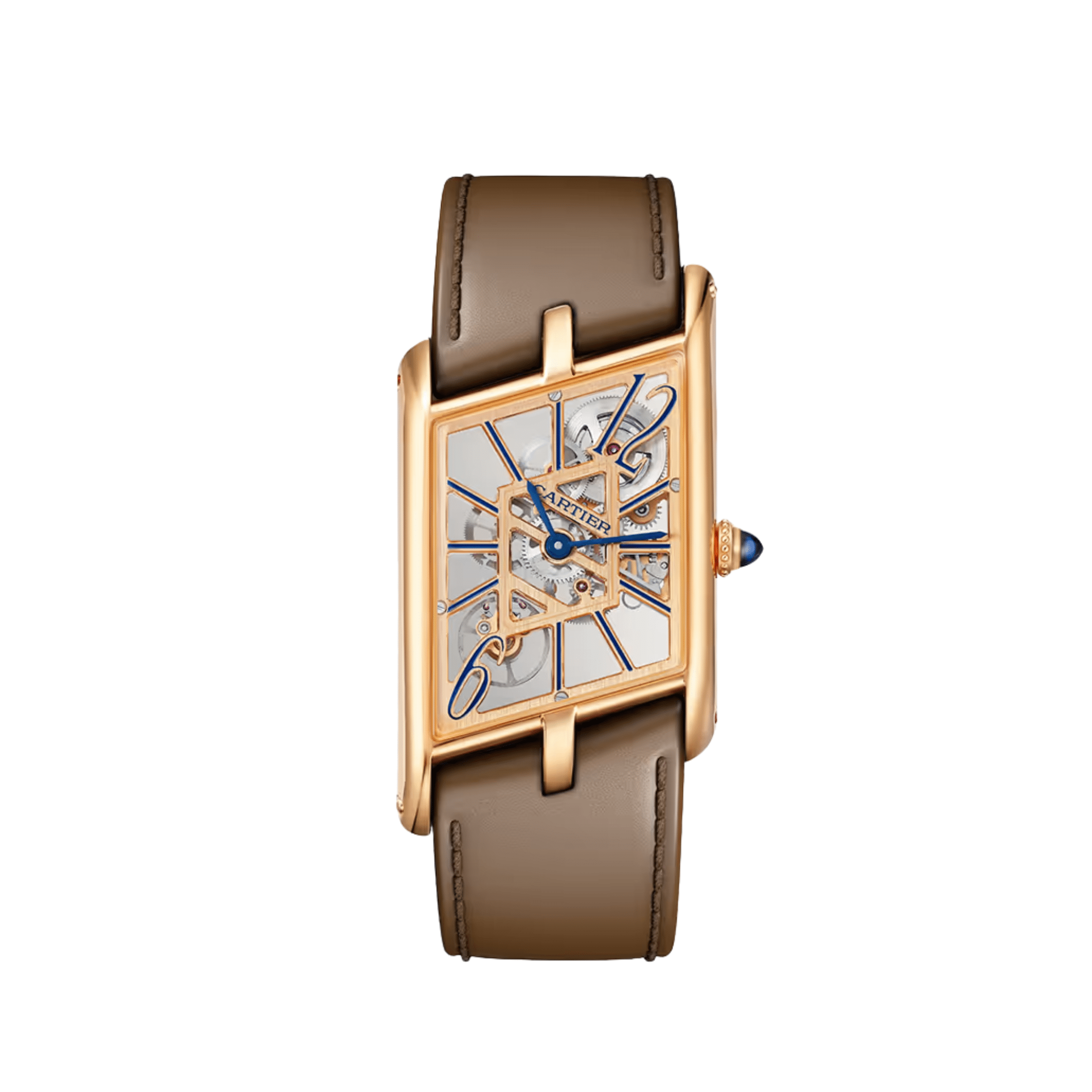 Cartier Tank Asymetrique Large WHTA0028 Rose Gold Skeleton Dial