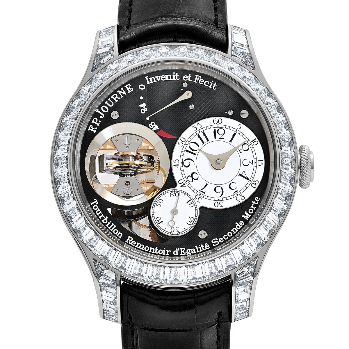 F.P.Journe Tourbillon Souverain Joaillerie Diamants Ref. TVJ Platinum Black Dial Diamond Bezel