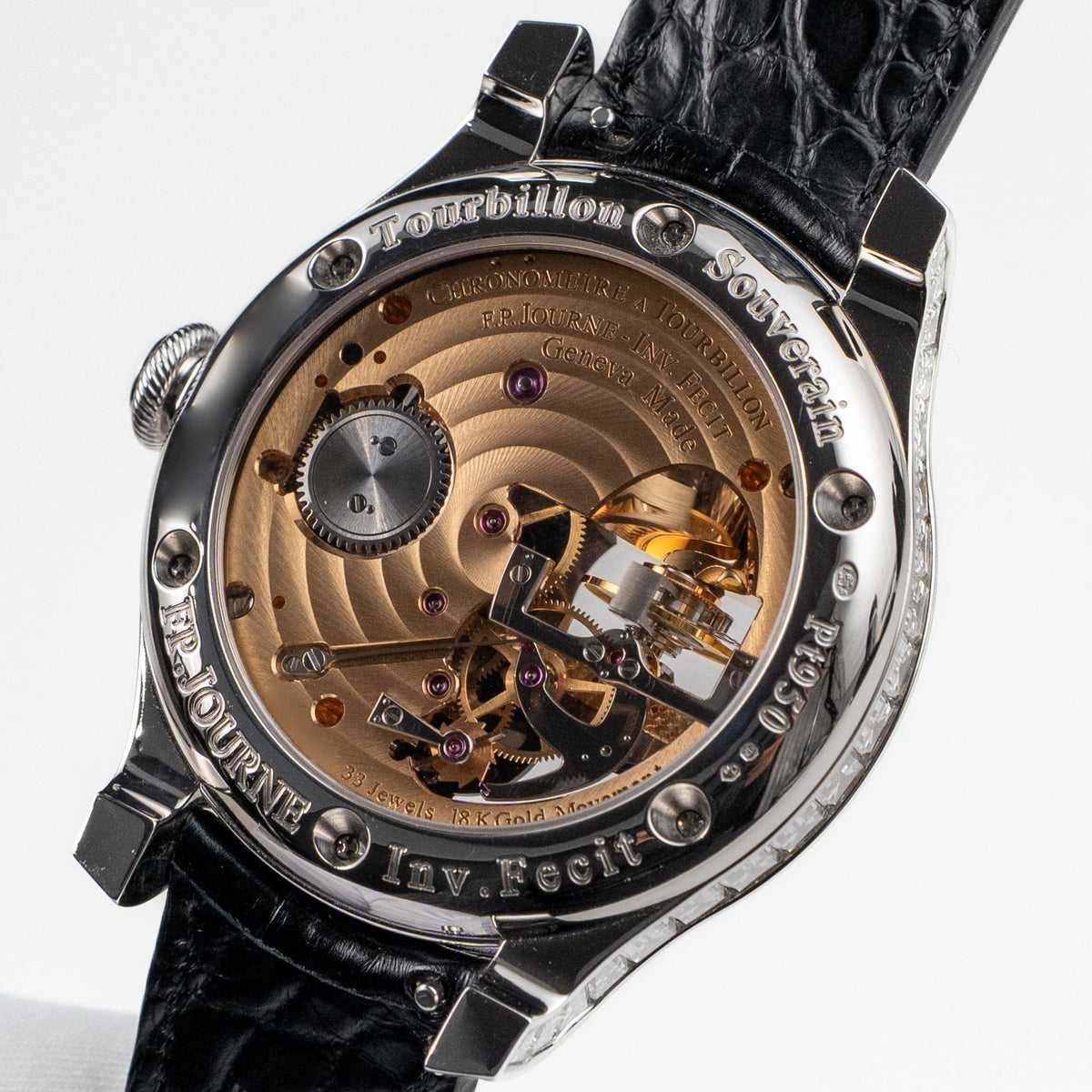 F.P.Journe Tourbillon Souverain Joaillerie Diamants Ref. TVJ Platinum Black Dial Diamond Bezel